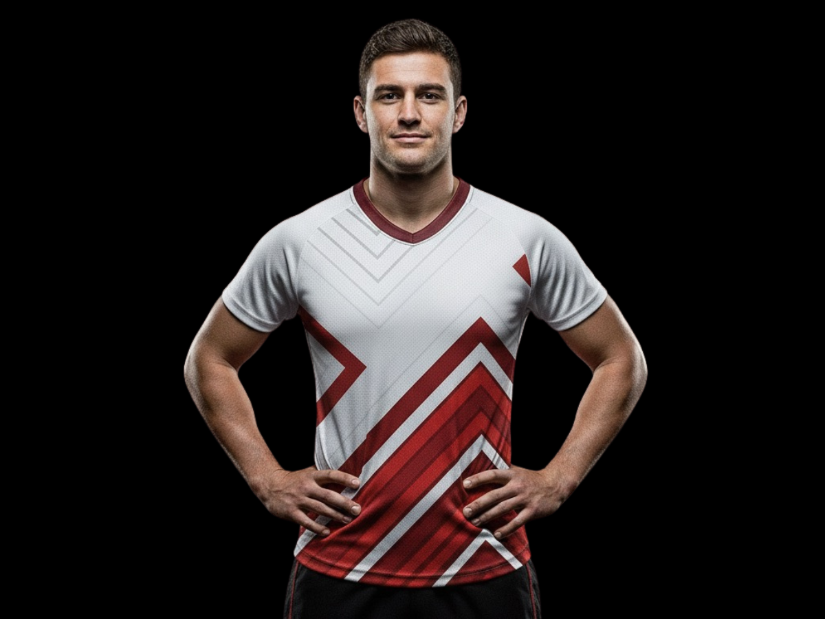 Striking white and red sports jersey
